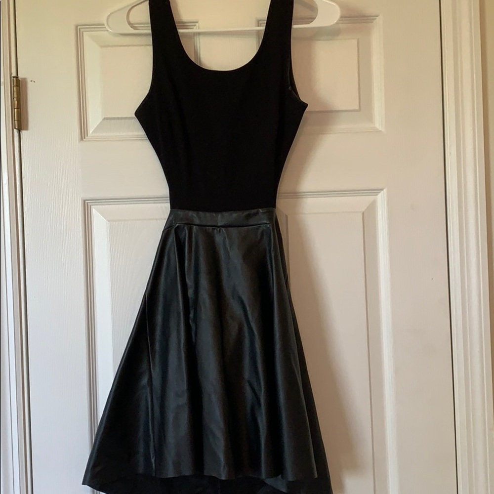 Black cotton and leather dress